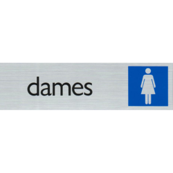 Dames toilet / douche - Aluminium look zelfklevend deurbordje